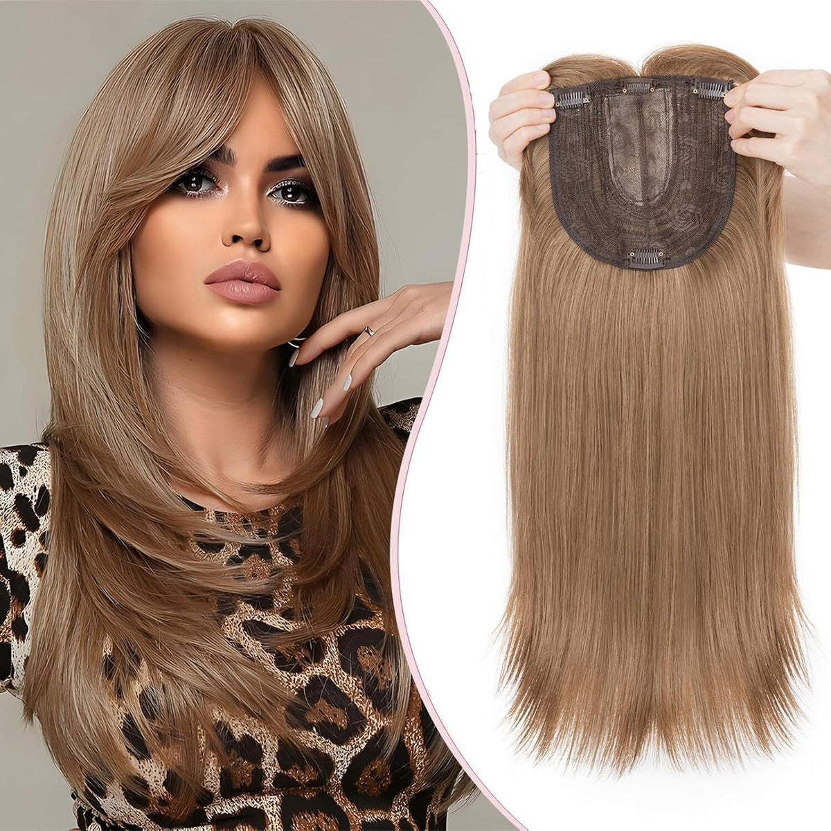 Women’s Clip-In Human Hair Topper with Hand-Tied Base - Water Wavy Style