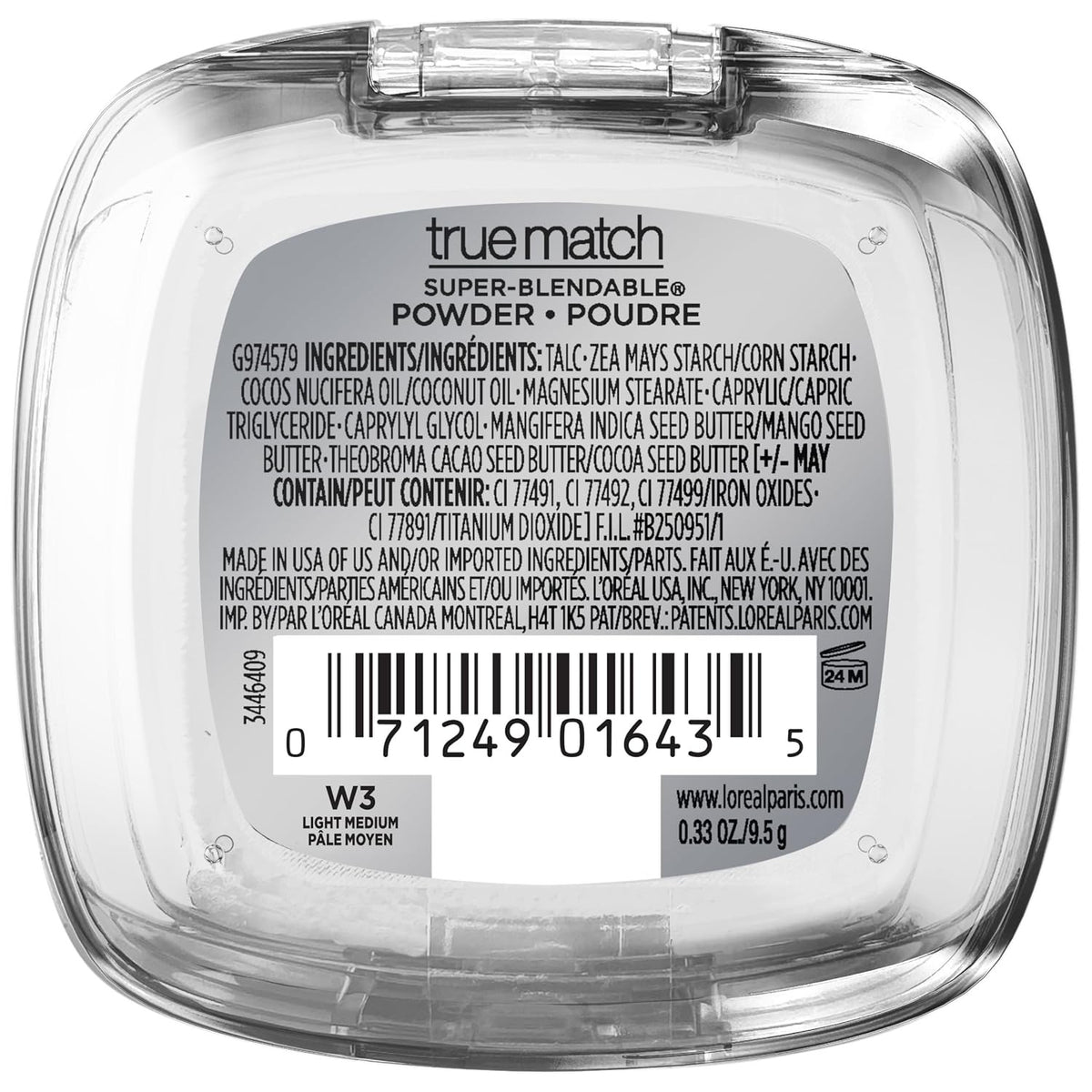 Oil-Free Powder Foundation for Natural Finish, Light Medium W3