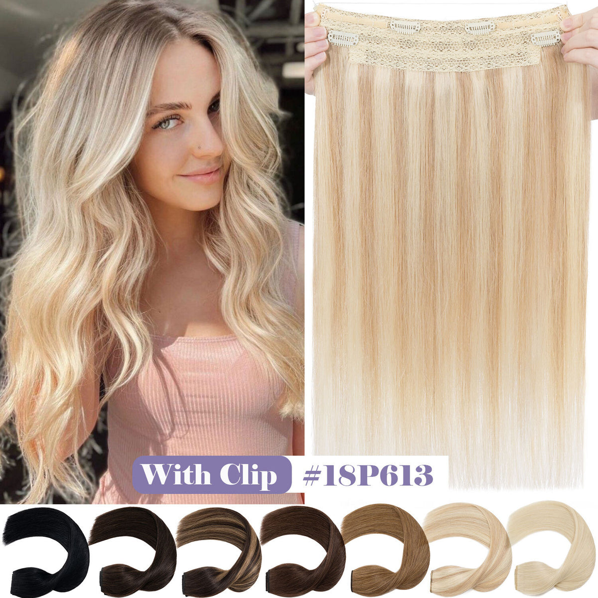 Invisible Wire Clip-In Human Hair Extensions - Thick & Natural Look