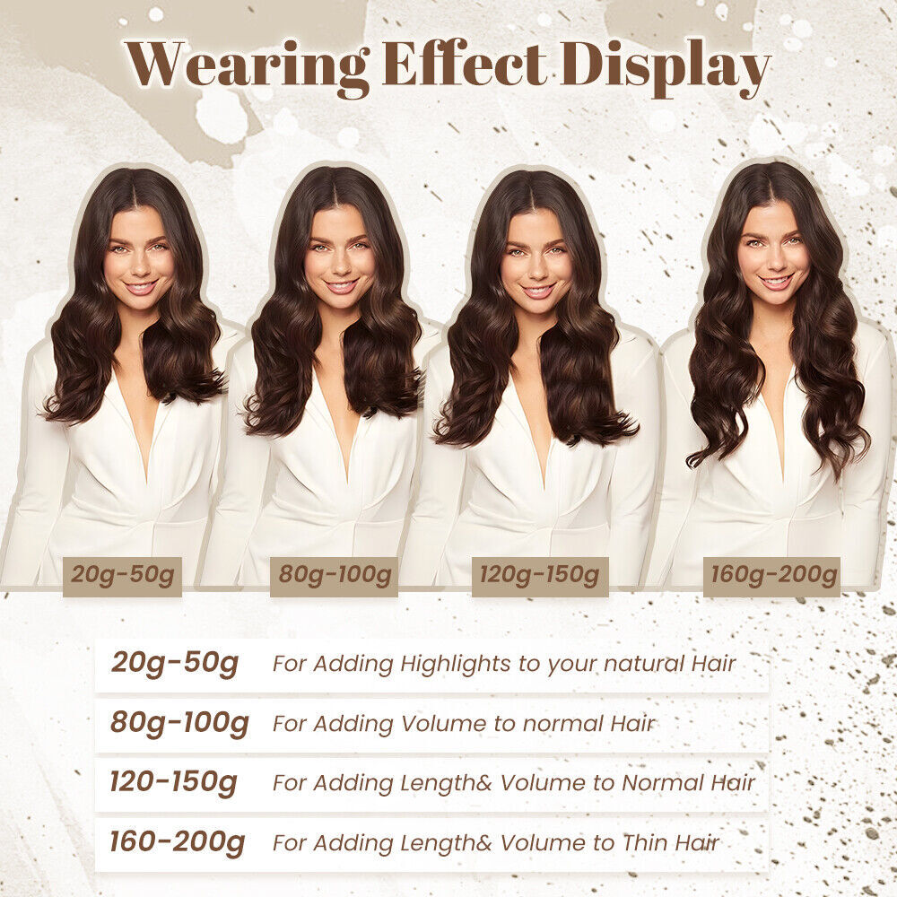 Russian Tape in Remy Hair Extensions Full Head - 100% Human Hair Skin Weft