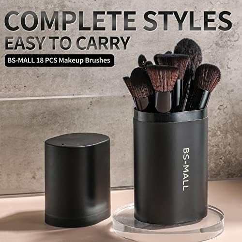 18-Piece Synthetic Makeup Brush Set with Black Travel Case for Flawless Application