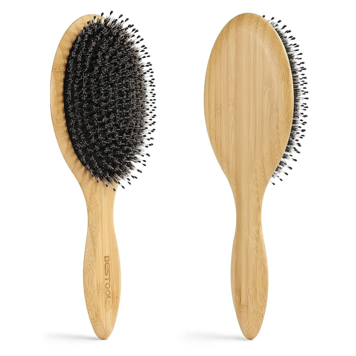 Anti-Dandruff Boar Bristle Hair Brush with Bamboo Handle - Gift Ready