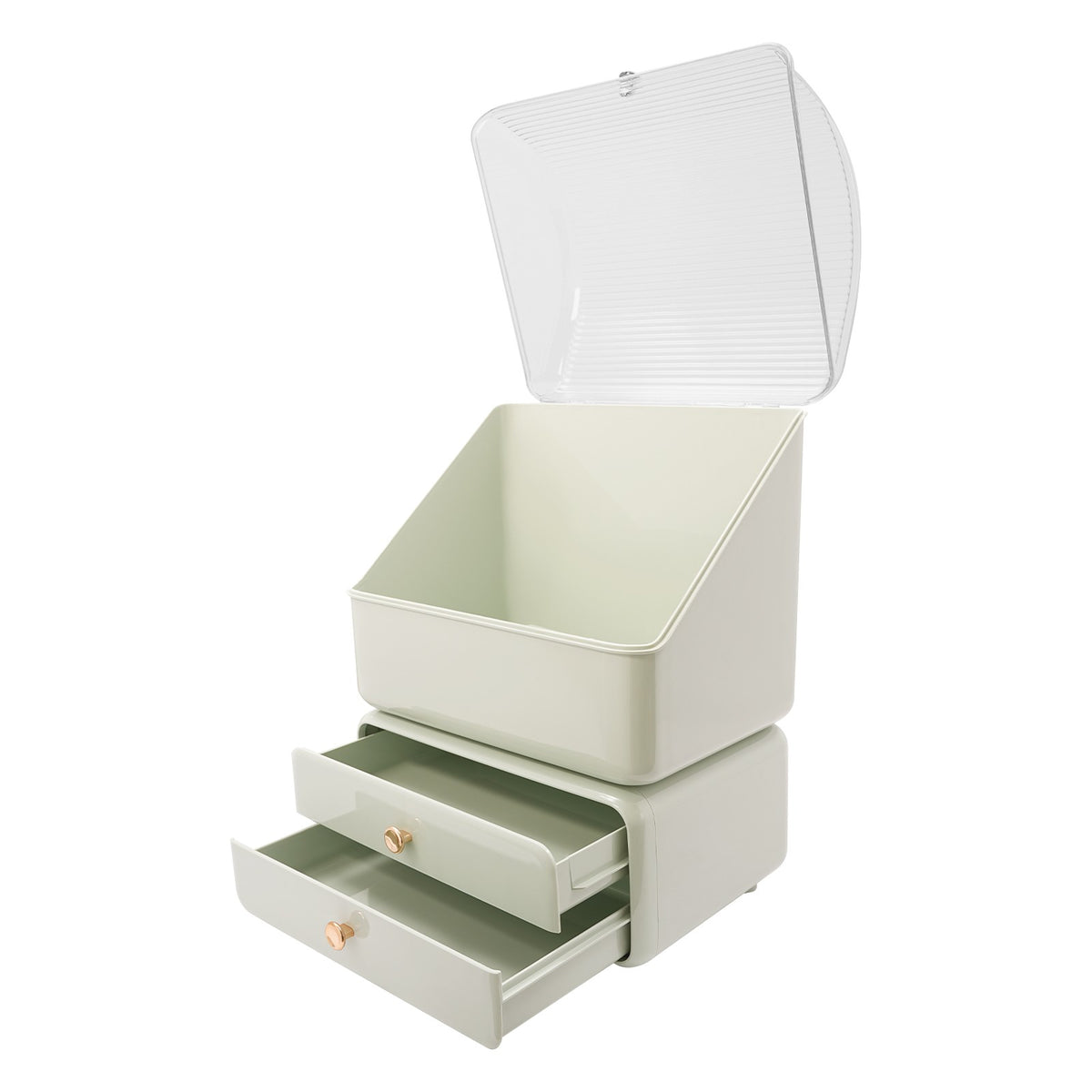 Green Makeup Organizer with Drawers & Brush Holder - Dust Protection
