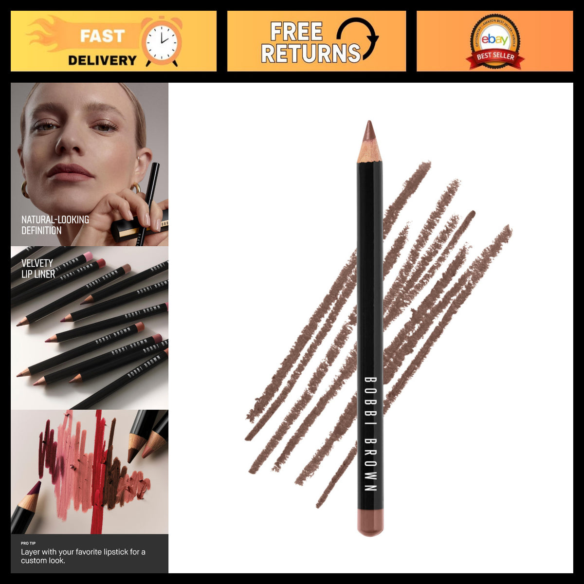 Velvety Creamy Lip Pencil for Natural Lip Definition - Long Lasting, 0.04 oz