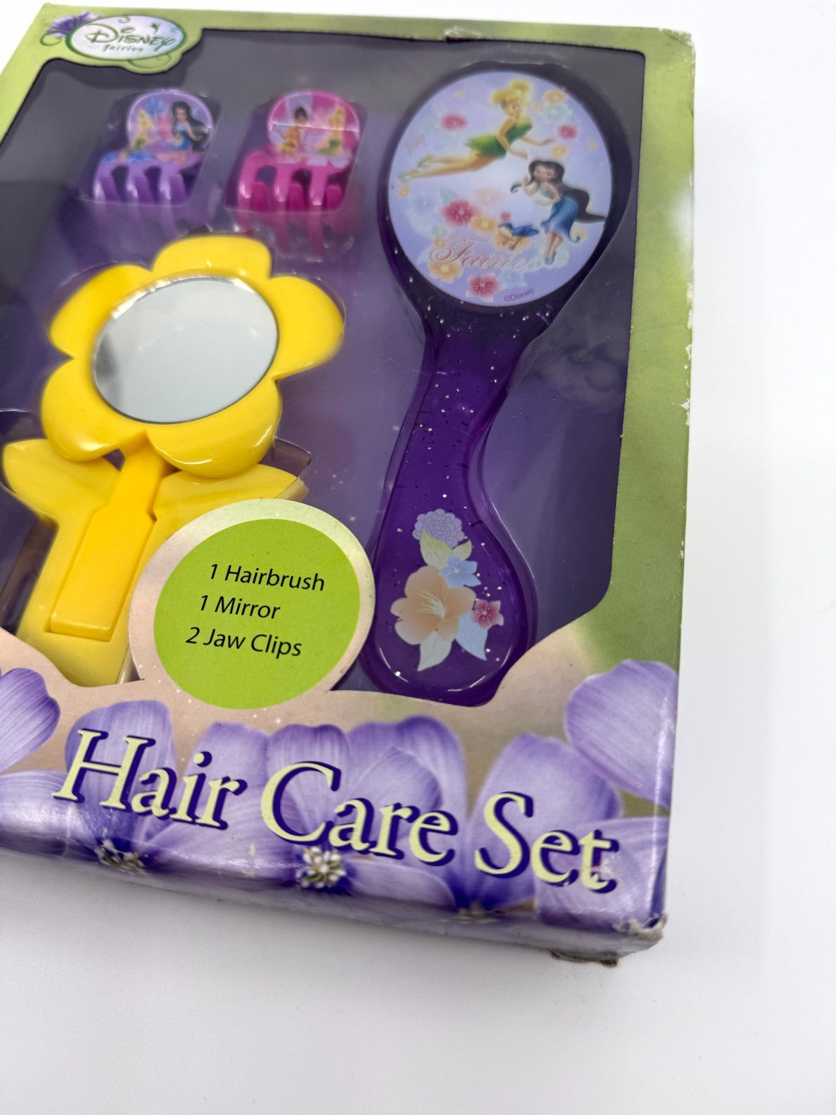 Disney Fairies Hair Care Set with Hairbrush, Mirror & Clips for Kids
