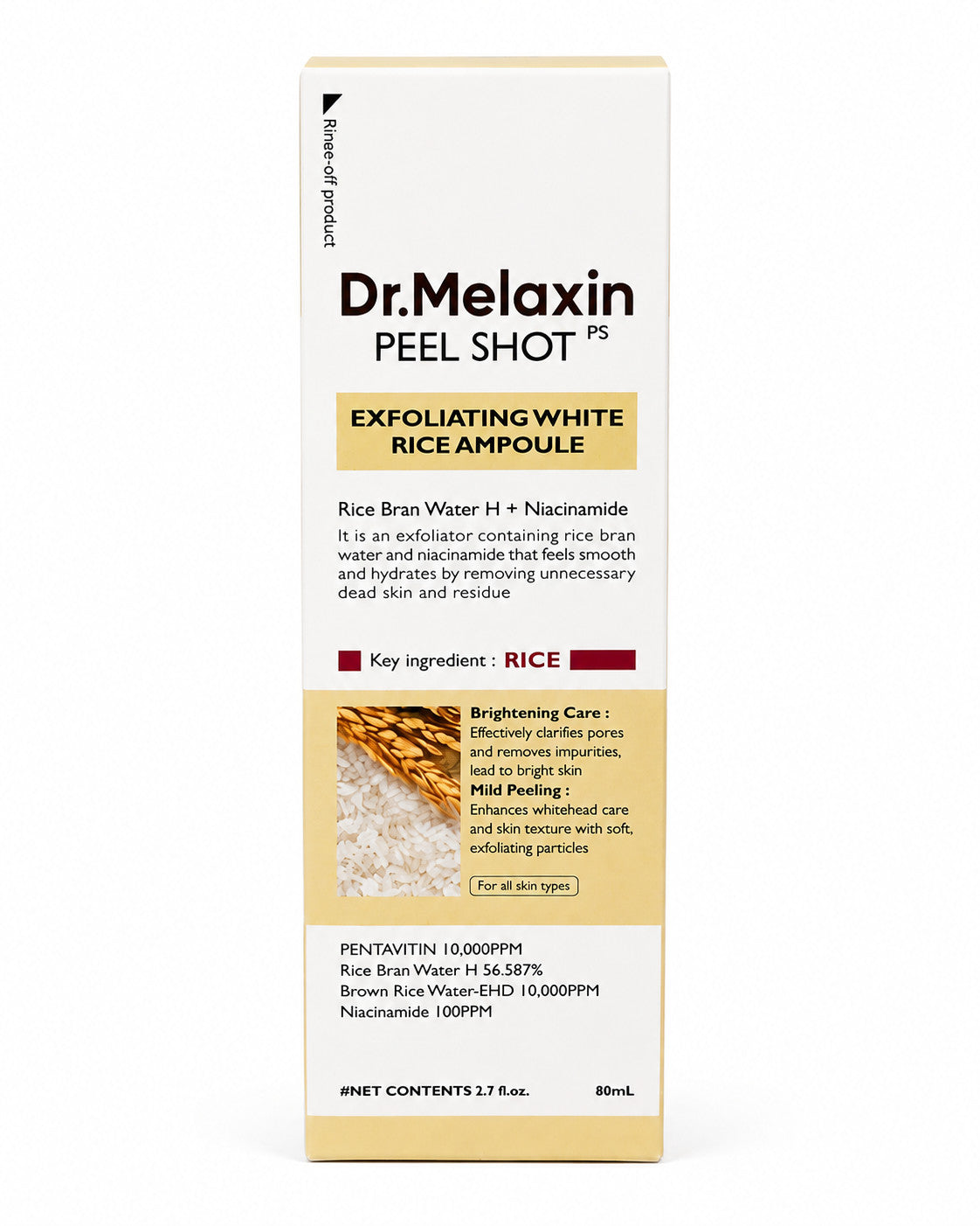 Dr. Melaxin Rice Peel Shot Exfoliant - Skin Brightening & Smoothing, 80ml