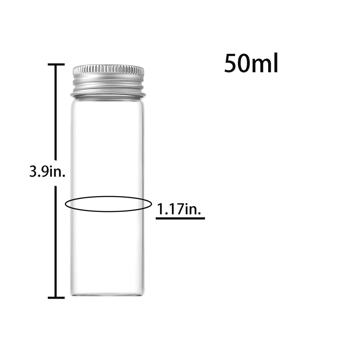 50ml Clear Glass Vials with Aluminum Screw Caps - Pack of 30
