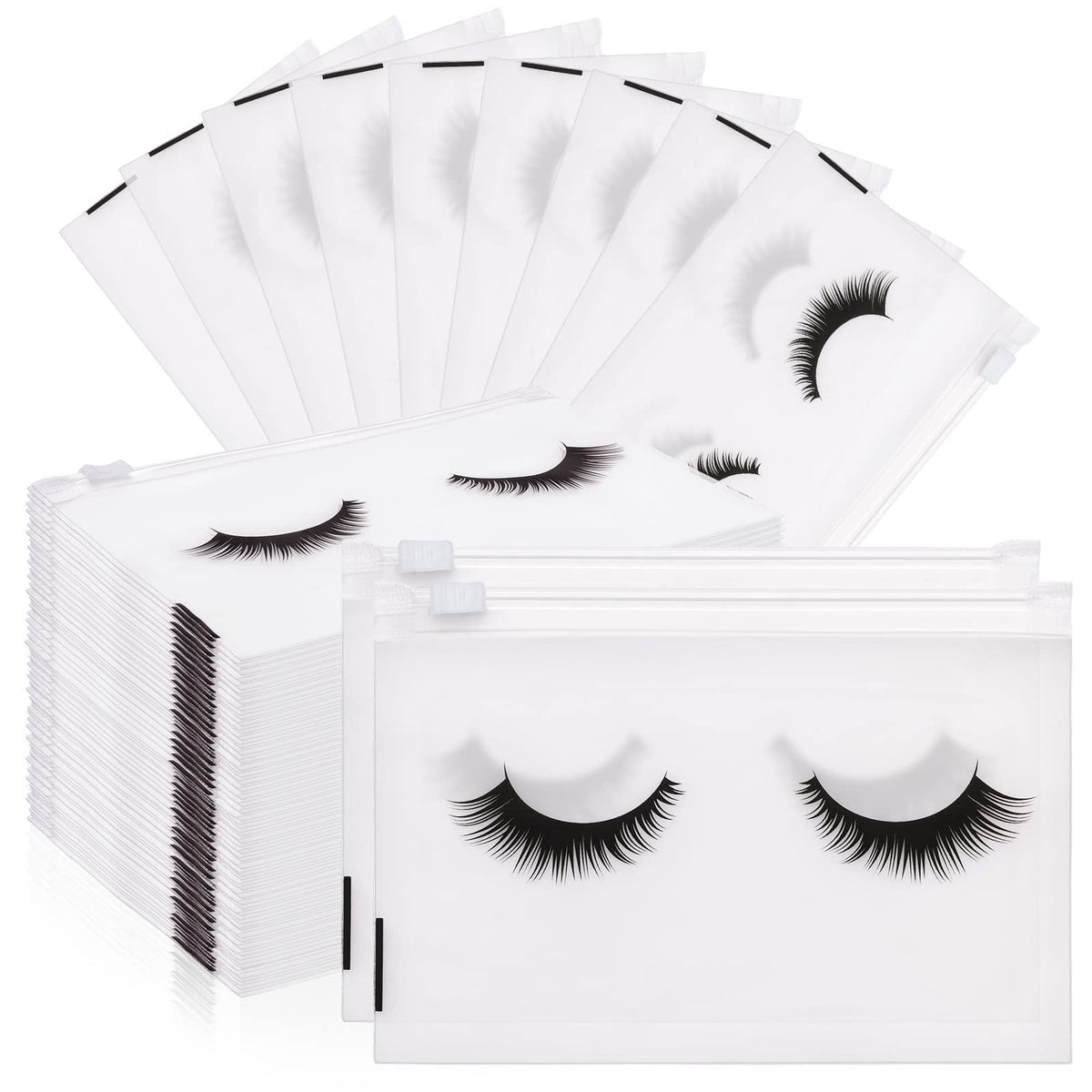 100PCS Waterproof Clear Makeup Bags with Zipper for Cosmetics & Travel