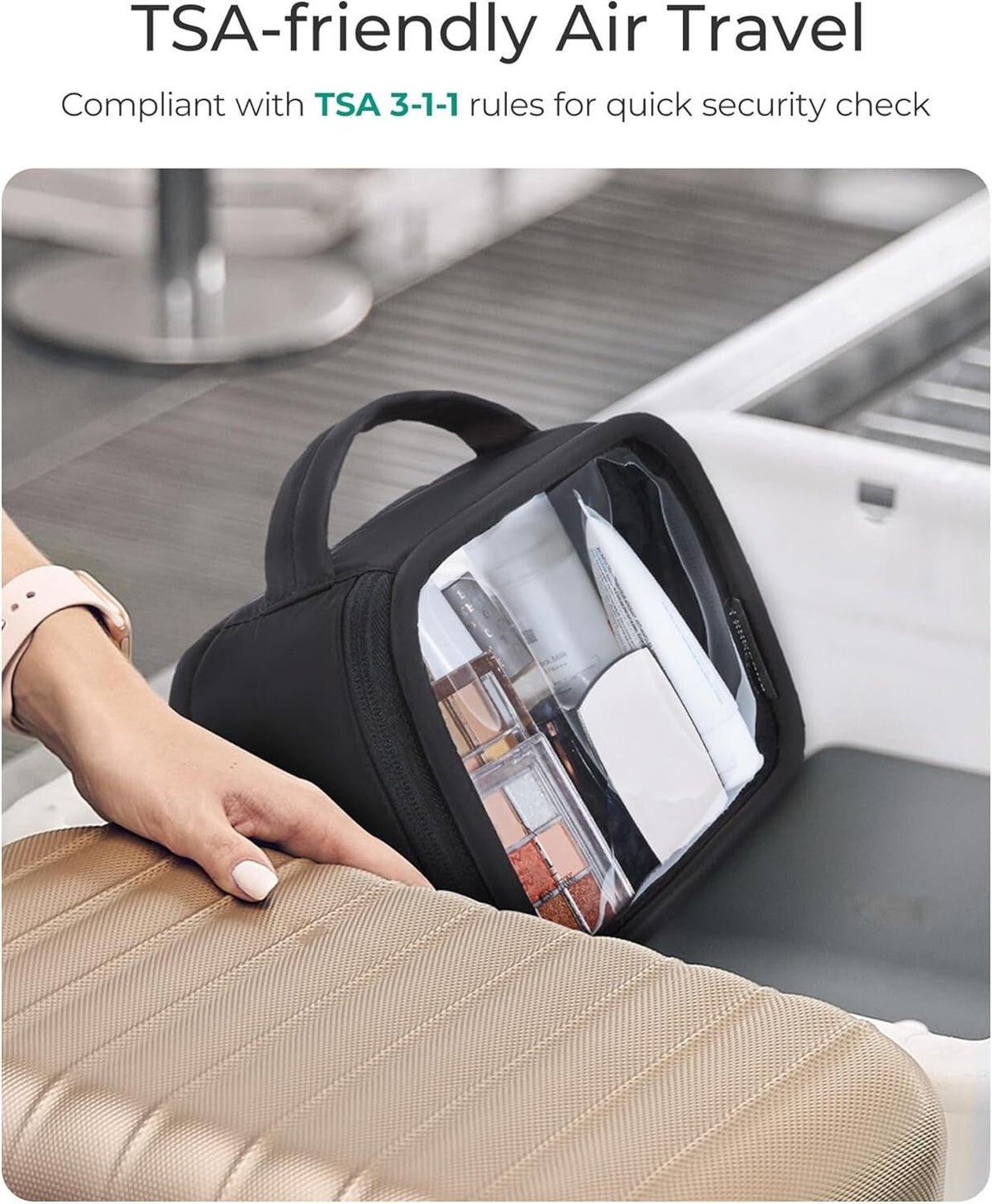Water-Resistant TSA Makeup and Toiletry Bag with Clear PVC Panel