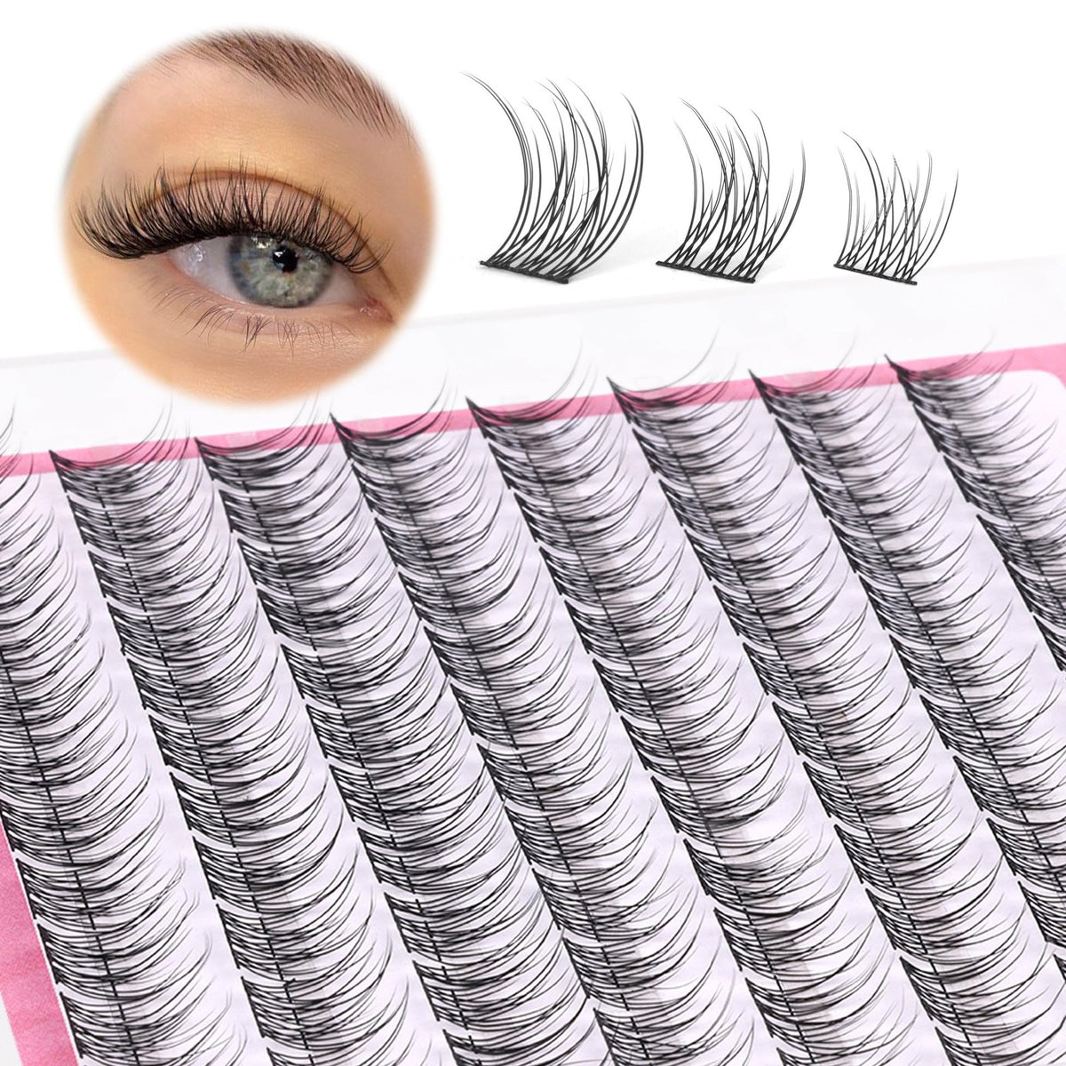 Natural Cluster Lashes Wispy CC-Curly 9-11mm Mixed Lengths Eyelash Black