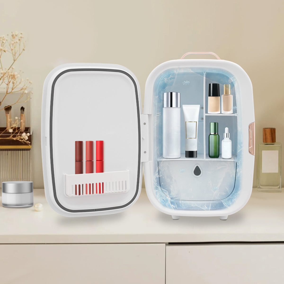 Mini Cosmetic Fridge 12L Portable Cooling & Heating Skincare Refrigerator