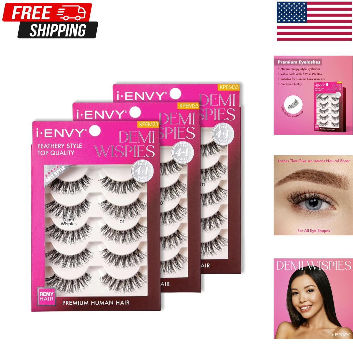 False Eyelash Set 15 Pairs Natural Human Hair Demi Wispies for Glamorous Looks