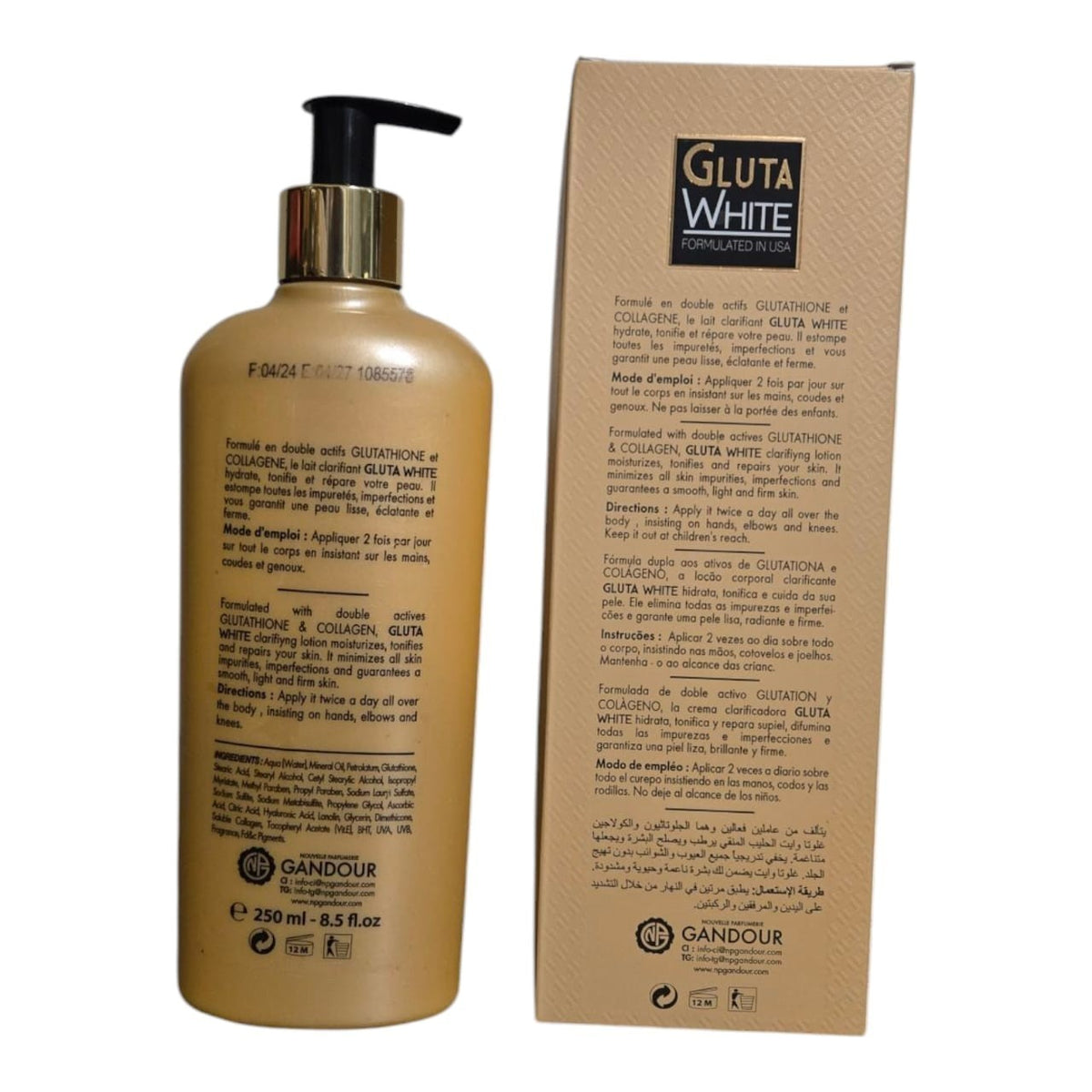 Gluta White Age Defying Lotion with Glutathione & Collagen - 250ml + Serum & Soap