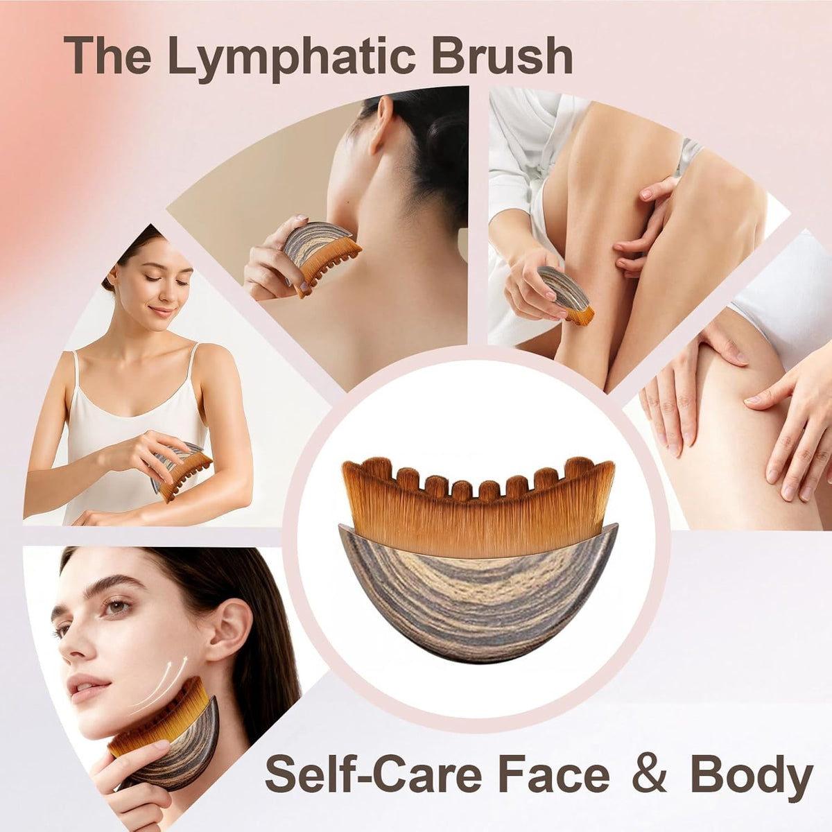 Lymphatic Face Brush for Manual Drainage & Facial Cleansing - Soft Bristles
