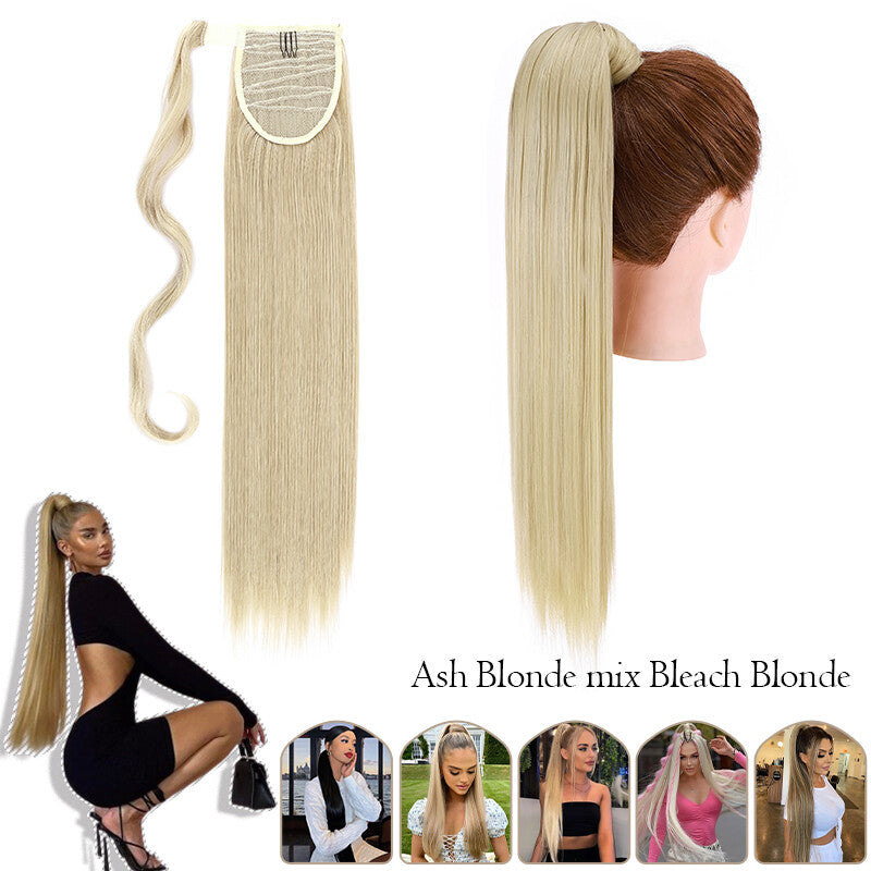 Mega Thick Wrap-On Ponytail Extensions - Natural Human Hair, Curly Wavy Straight