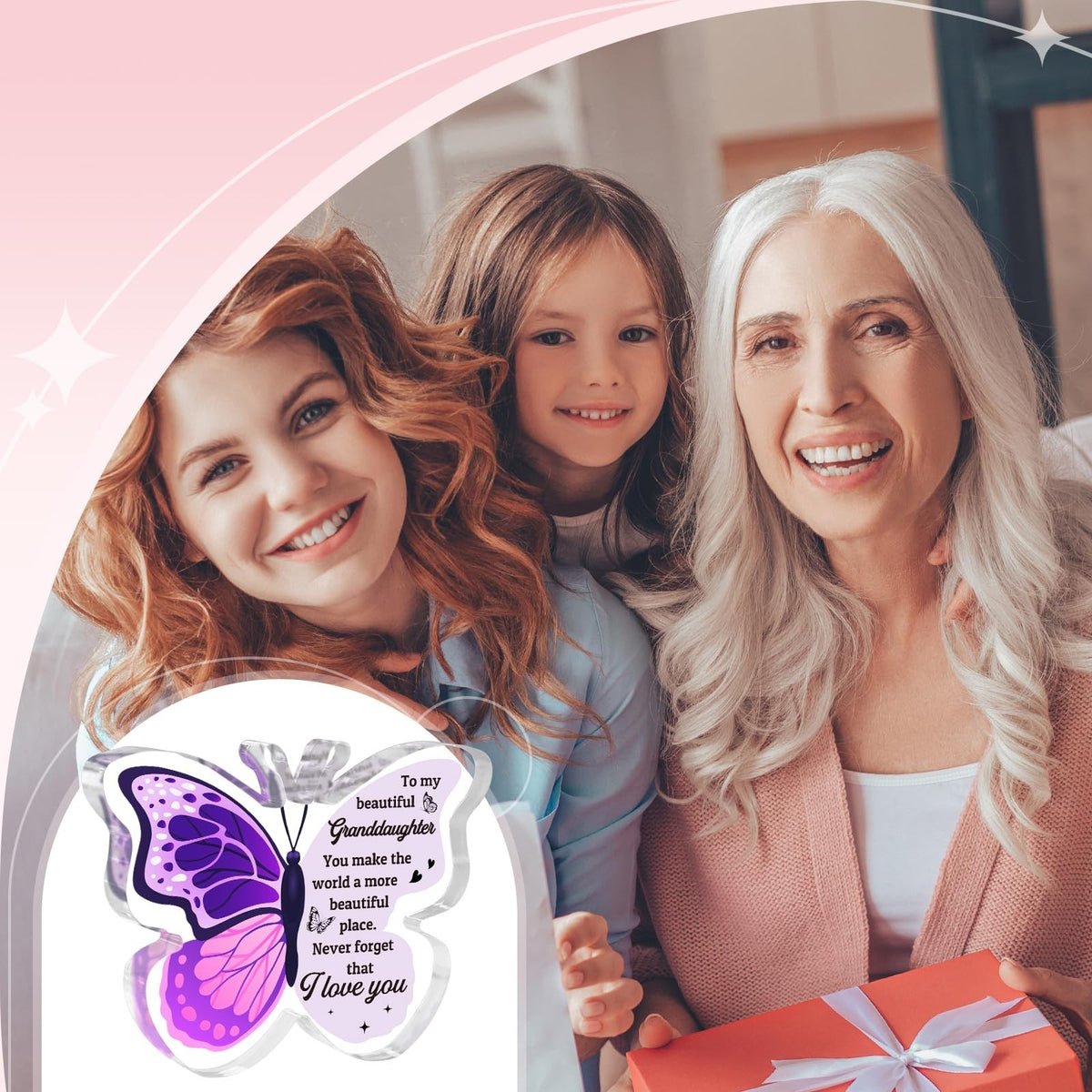 Butterfly-Shaped Acrylic Plaque Gift for Granddaughter - Home Decor & Paperweight