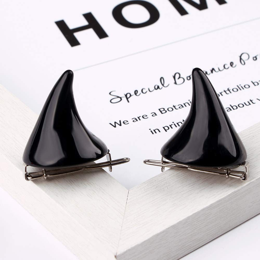 Devil Horn Hair Clips for 6 Count (Pack of 1), White,Black,Red,Silver