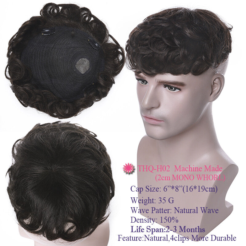Men's Thin Skin Hair Replacement Toupee Human Hair System with Full PU Base