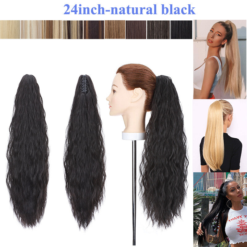 Thick Ponytail Hair Extension with Claw Clip - Wavy Curly Synthetic Hair