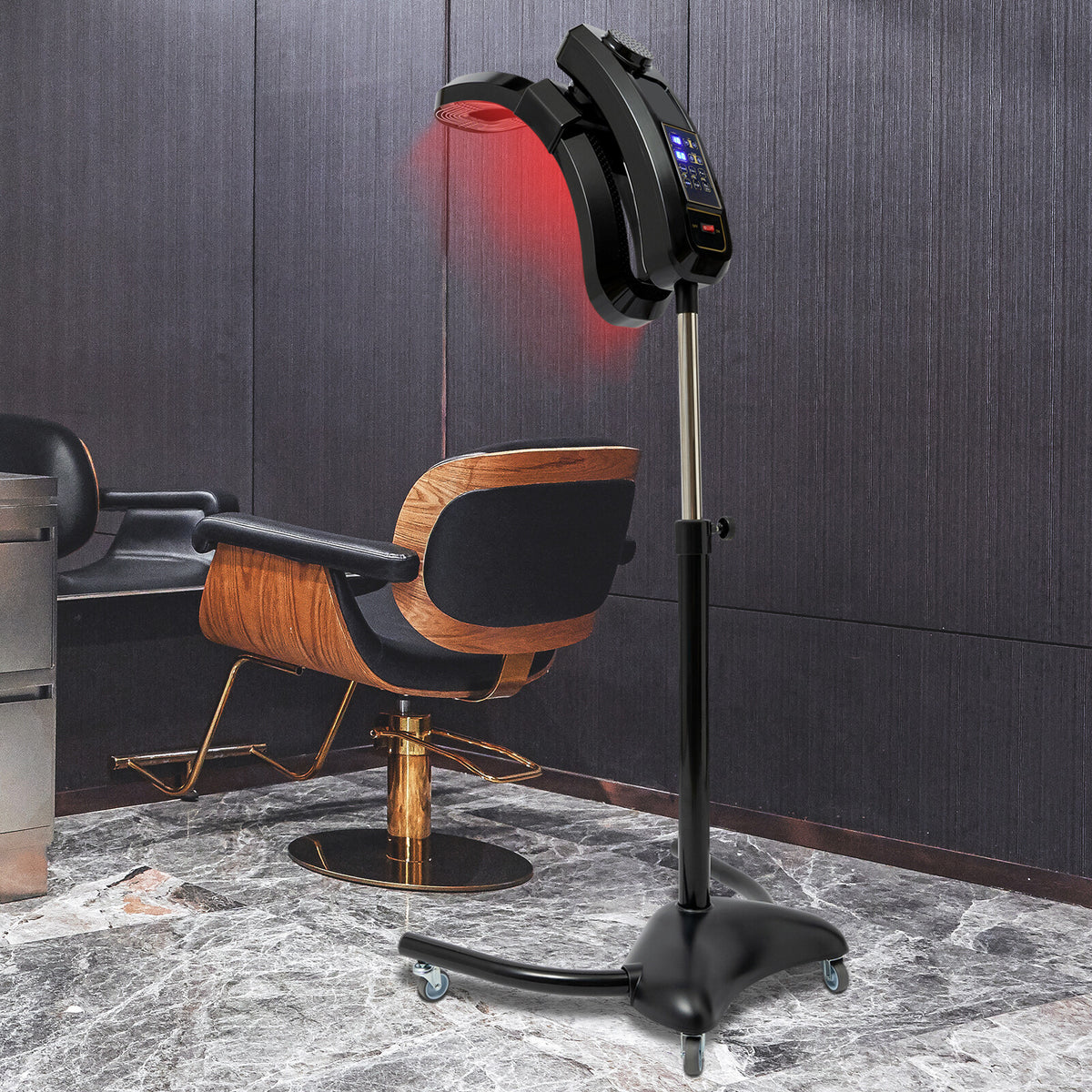 Rotating Hair Color Processor Stand with Adjustable Heating for Salons