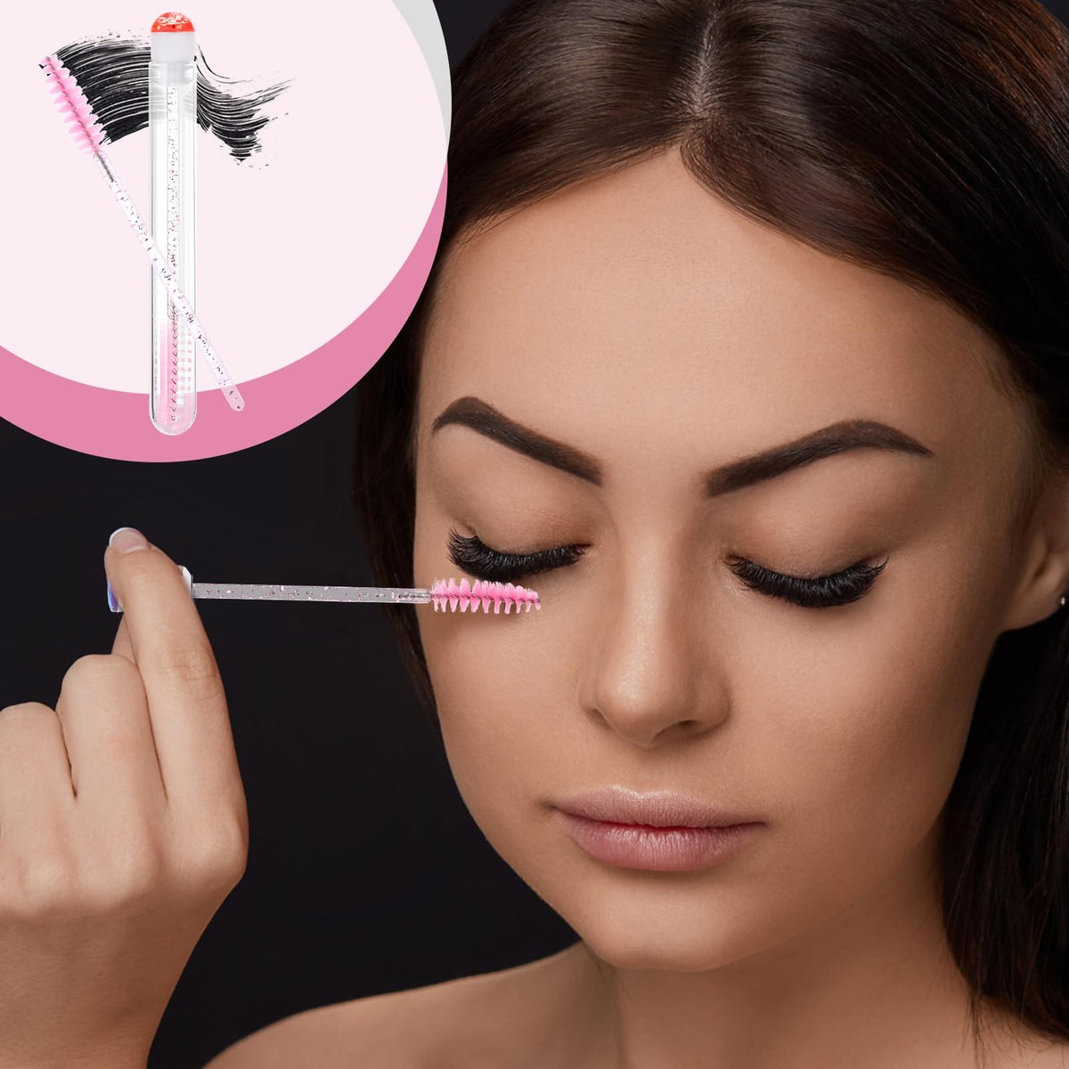 Disposable Mascara Wand Set with Diamante Design - 10 Reusable Tubes