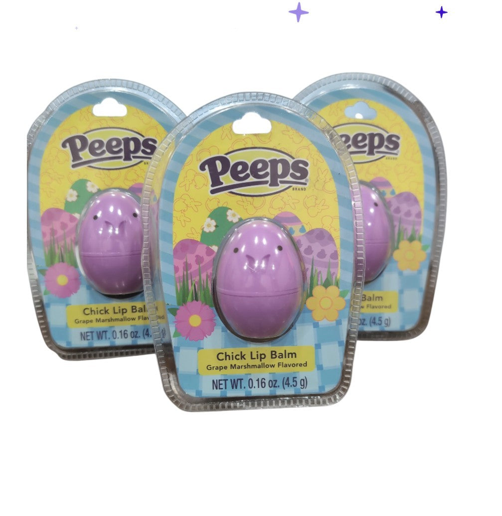 Pack of 3 Purple Egg-Shaped Lip Balms with Grape Marshmallow Flavor