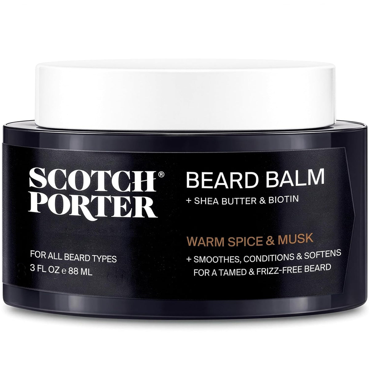Men's Beard Conditioner Balm 3 oz Moisturizes & Softens Facial Hair - Warm Spice Musk Scent