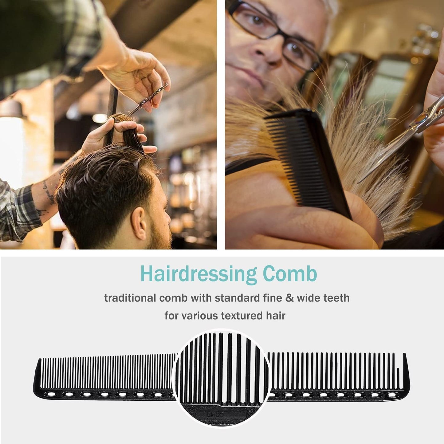 Professional Heat-Resistant Carbon Comb Set - 6 Styling Combs for Haircut & Dyeing