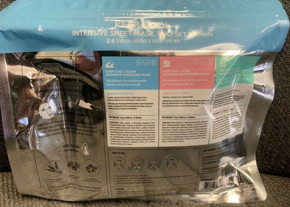 Keep Cool Intensive Sheet Mask Trio Set - 12 Sheets Hydrating