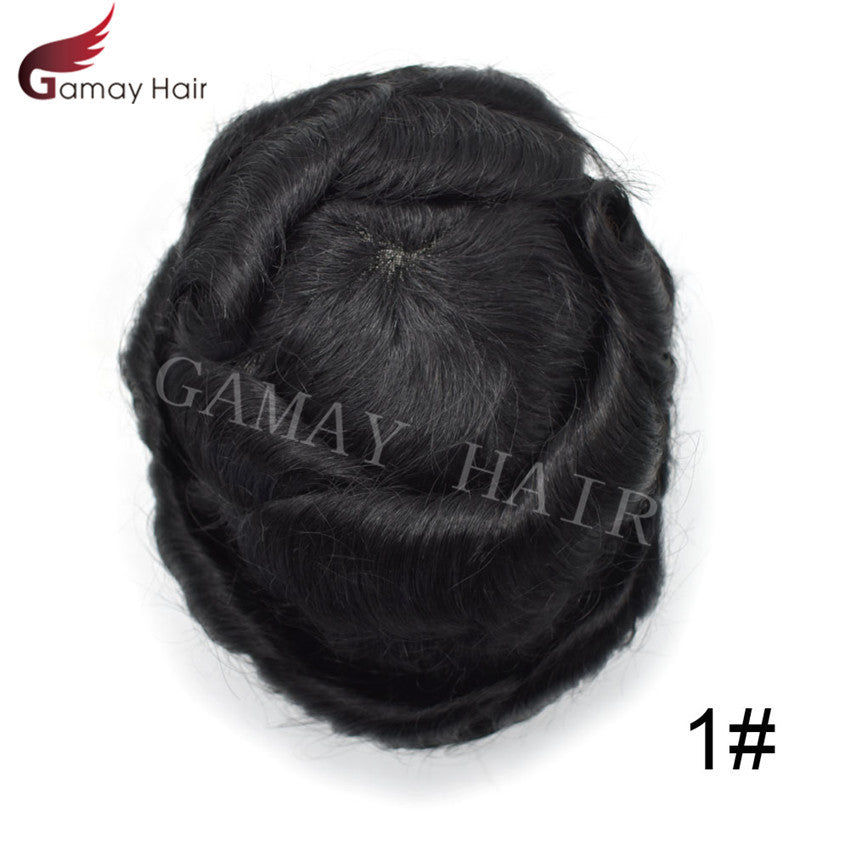 Full Poly Thin Skin Human Hair Toupee for Men - Durable, Invisible, Customizable