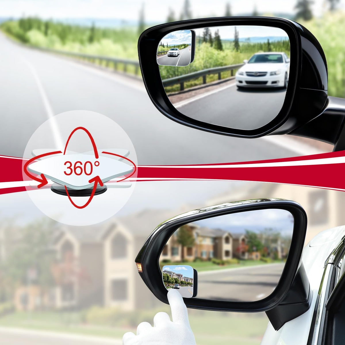 Car Blind Spot Mirrors Pack of 2 HD Glass Convex Wide-Angle Rear View Mirrors