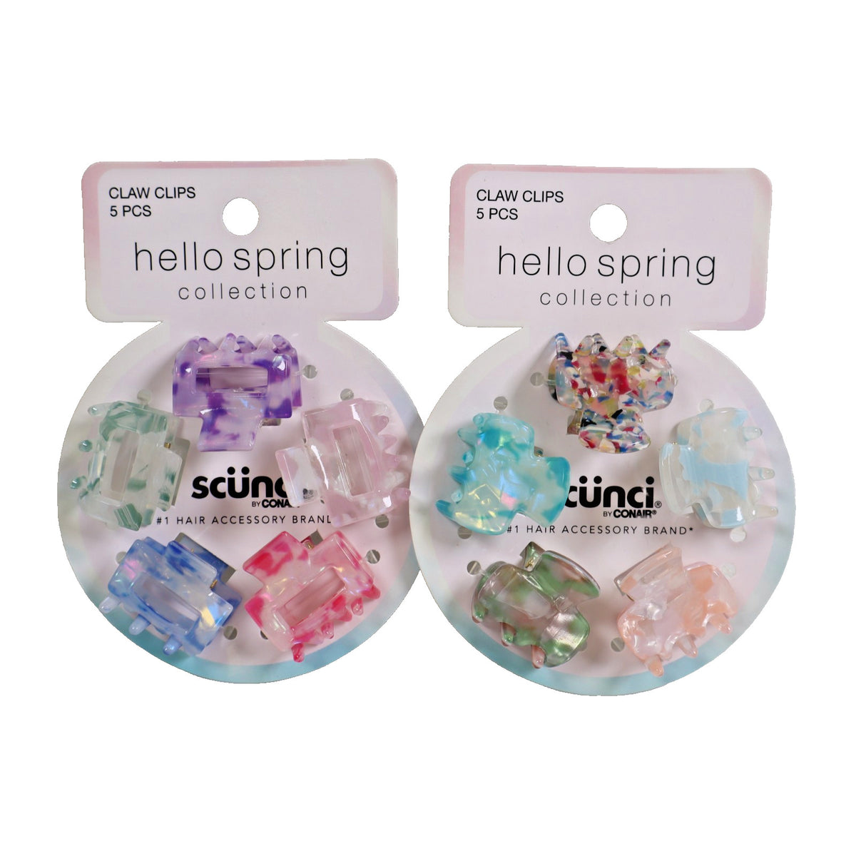 2 PACK Scunci By Conair Hello Springs Collection 5 PCS Claw Clips