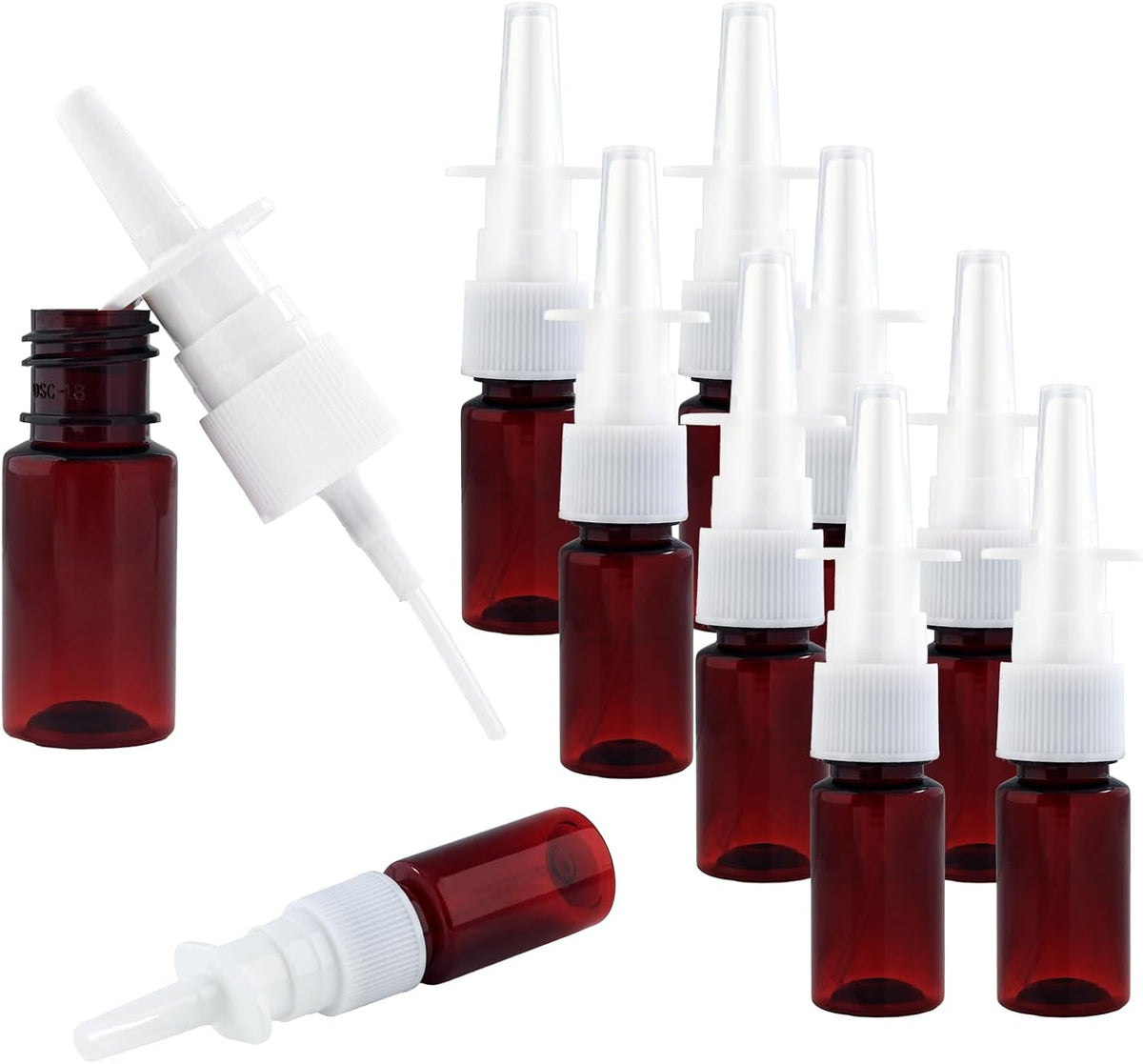 10 Pack Reusable 10ml Nasal Spray Bottles with Fine Mist Atomizer