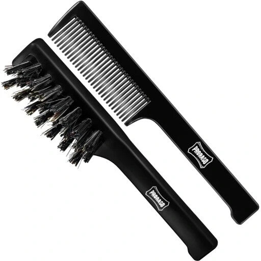 Men's Beard and Mustache Grooming Comb & Brush Set - Travel Size, Italy Made