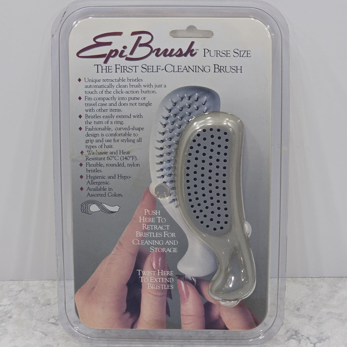 Vintage 1988 Epi Self-Cleaning Hairbrush - Pocket Size CS 4050