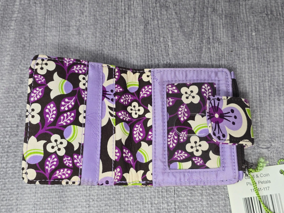 Vera Bradley Plum Petals Wallet - Card & Coin Holder, 5.5 x 4 Inches