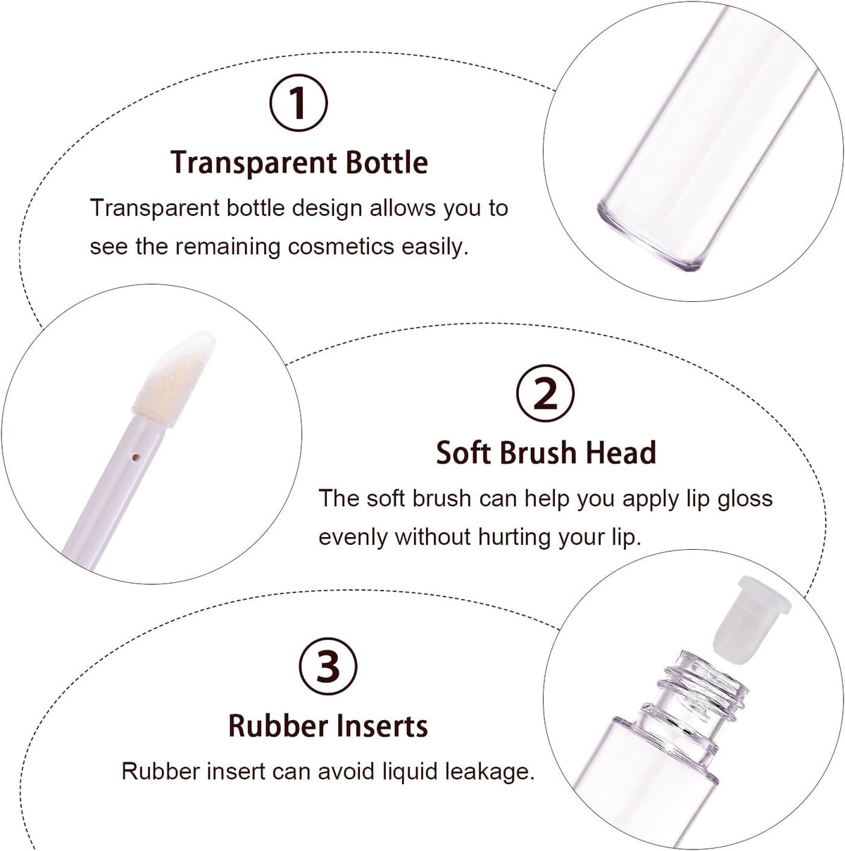 10ml Lip Gloss Tubes with Rubber Stopper - DIY Cosmetic Bottles 5 Pack