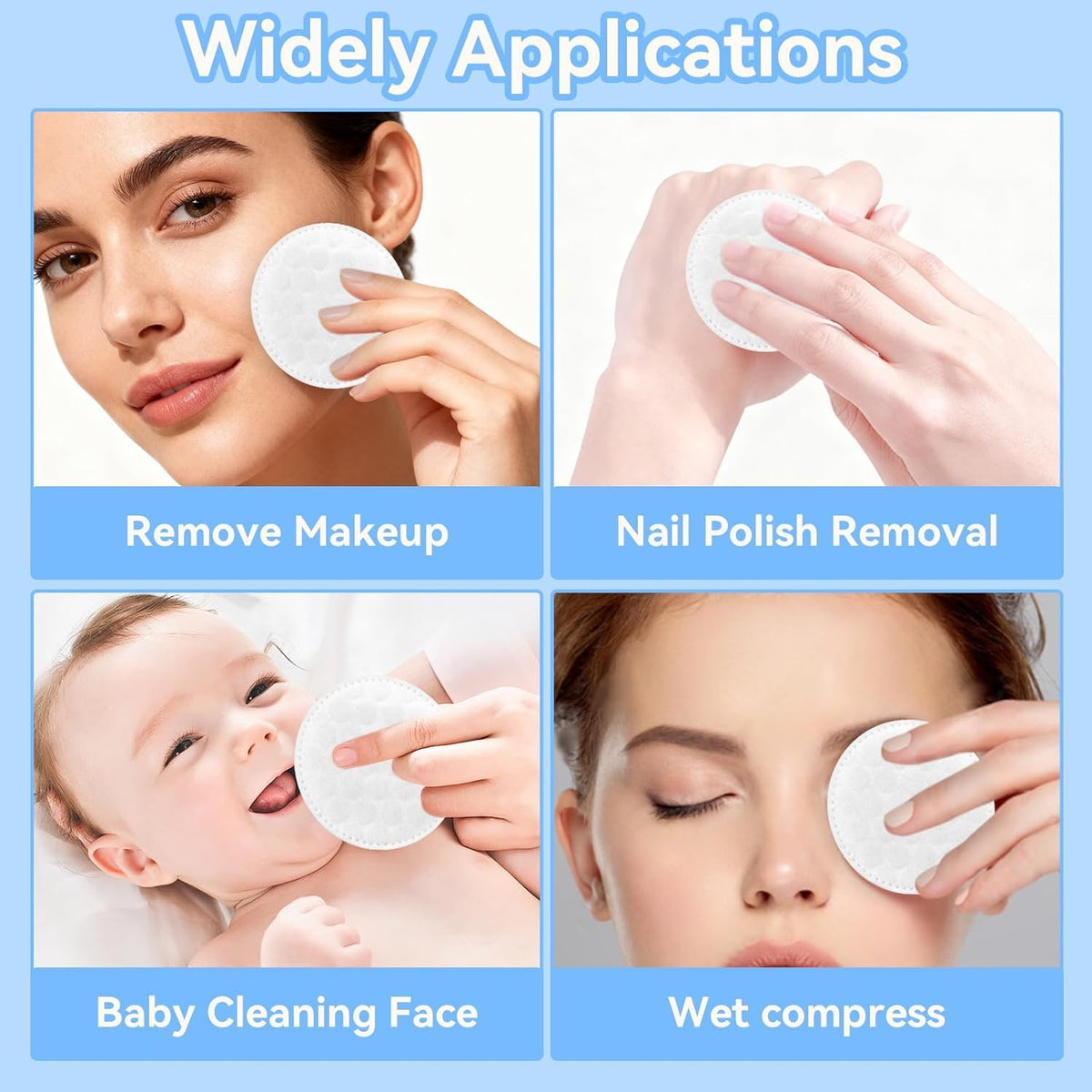 Cotton Rounds for Face Makeup Remover Pads 500 Count Hypoallergenic
