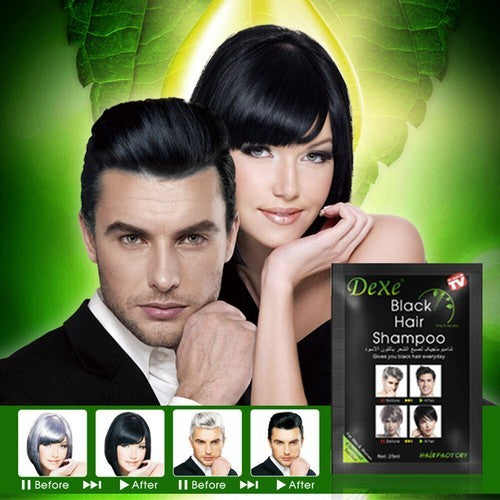 Black Hair Dye Shampoo - 10 Pack, 5-Min Instant Color