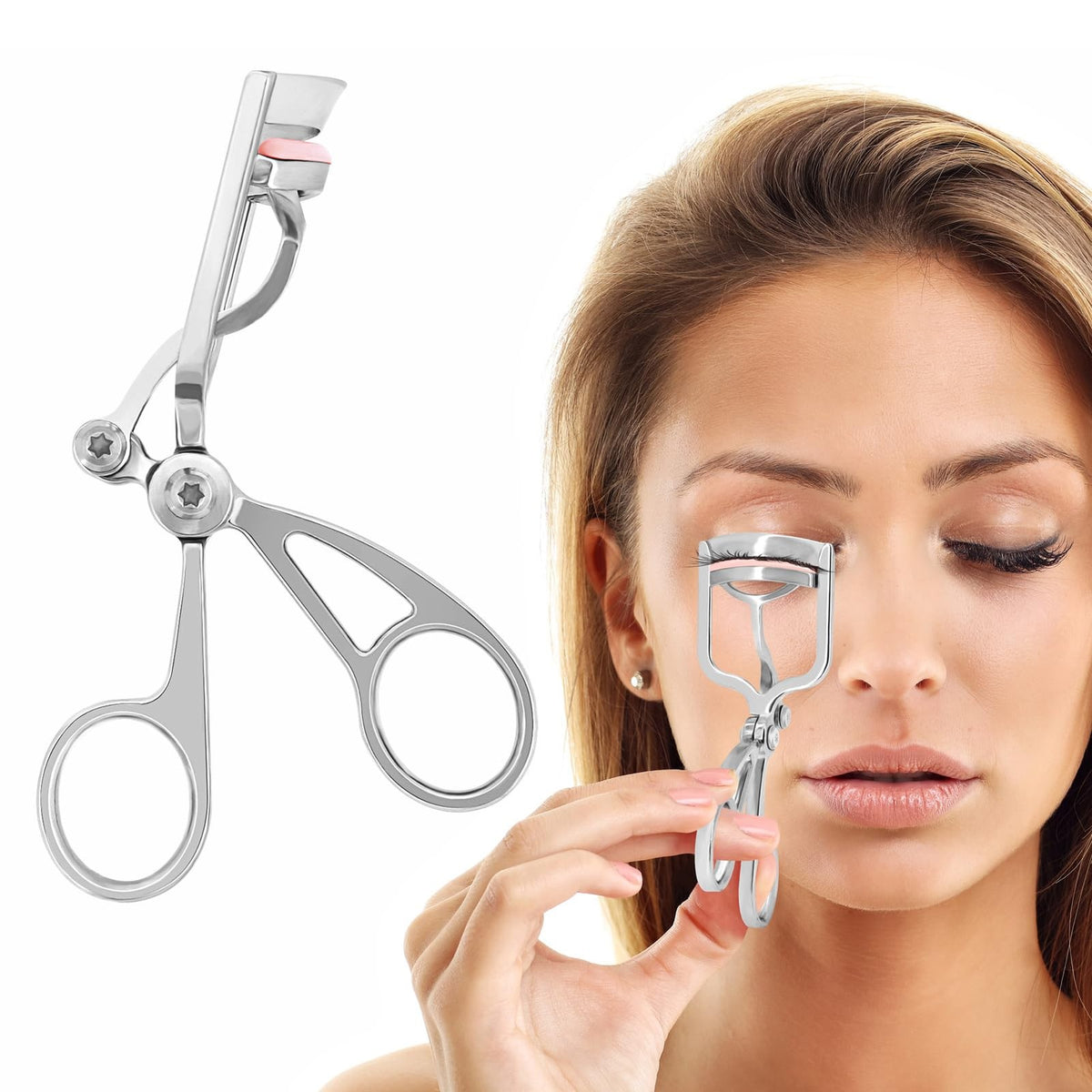 Professional Eyelash Curler Zinc Alloy Silver Long-Lasting Lash Curl Tool