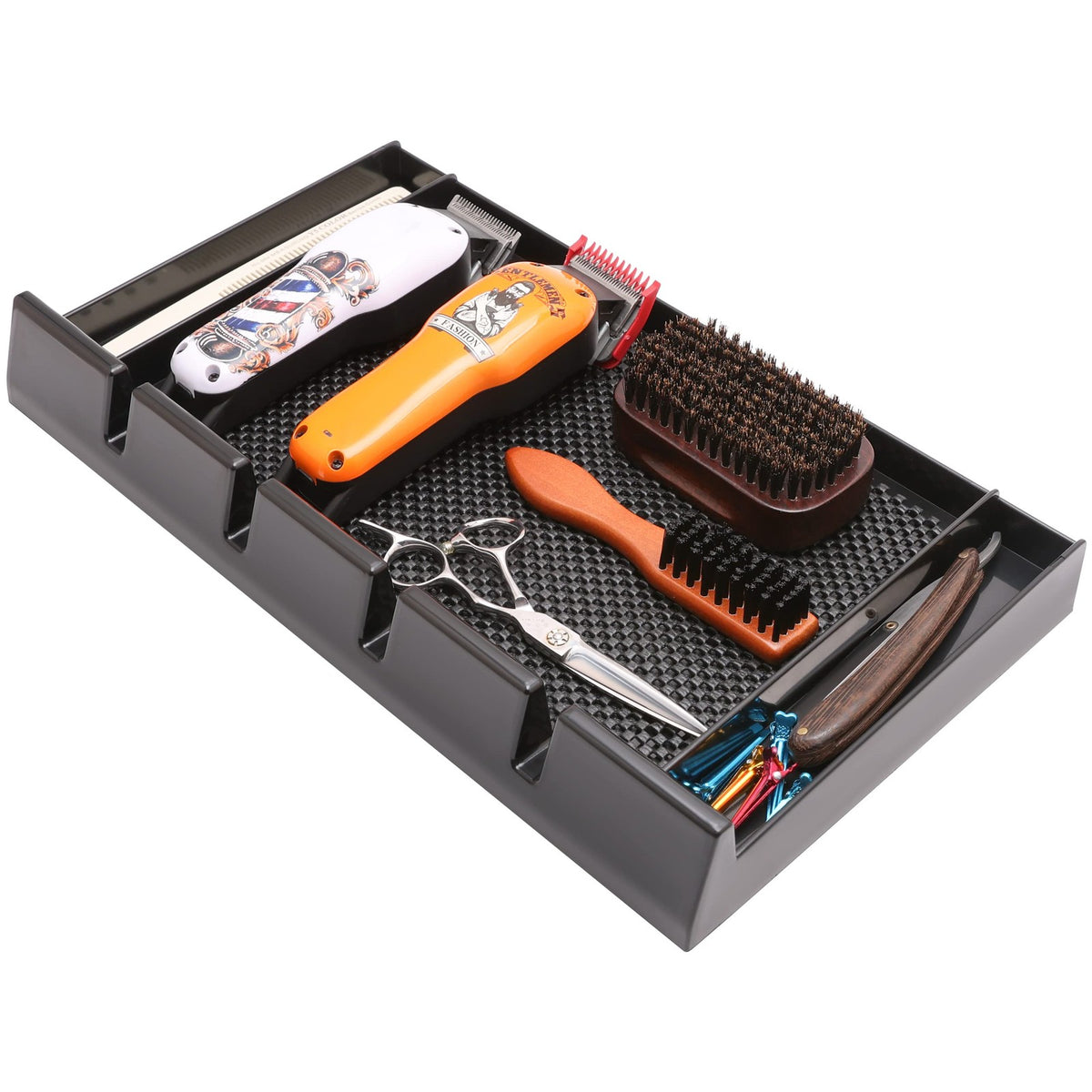 Barber Clipper Organizer Tray with Non-Slip Foam for Hair Trimmers & Tools