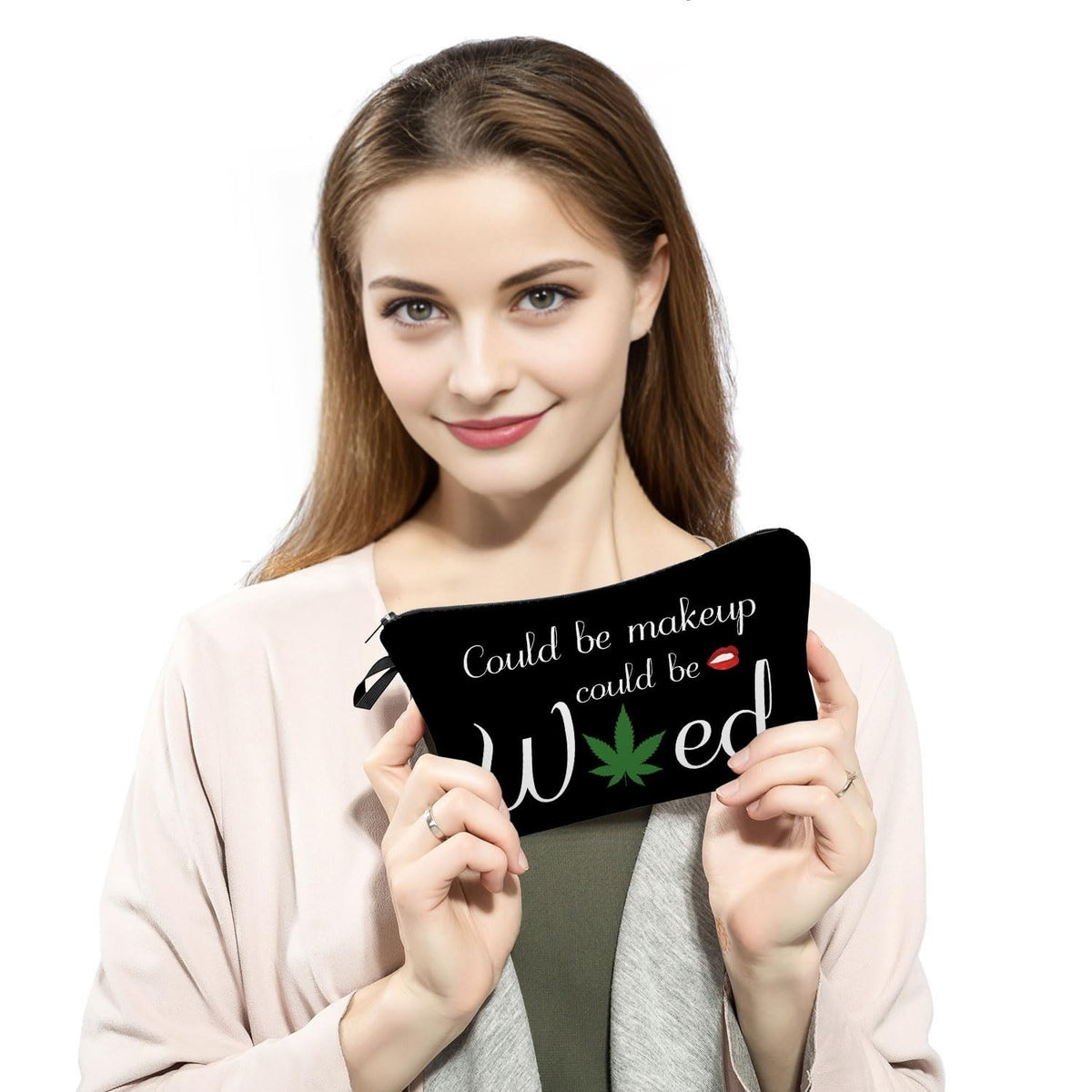 Funny Weed Leaf Makeup Bag - Travel Cosmetic Organizer for Women & Friends