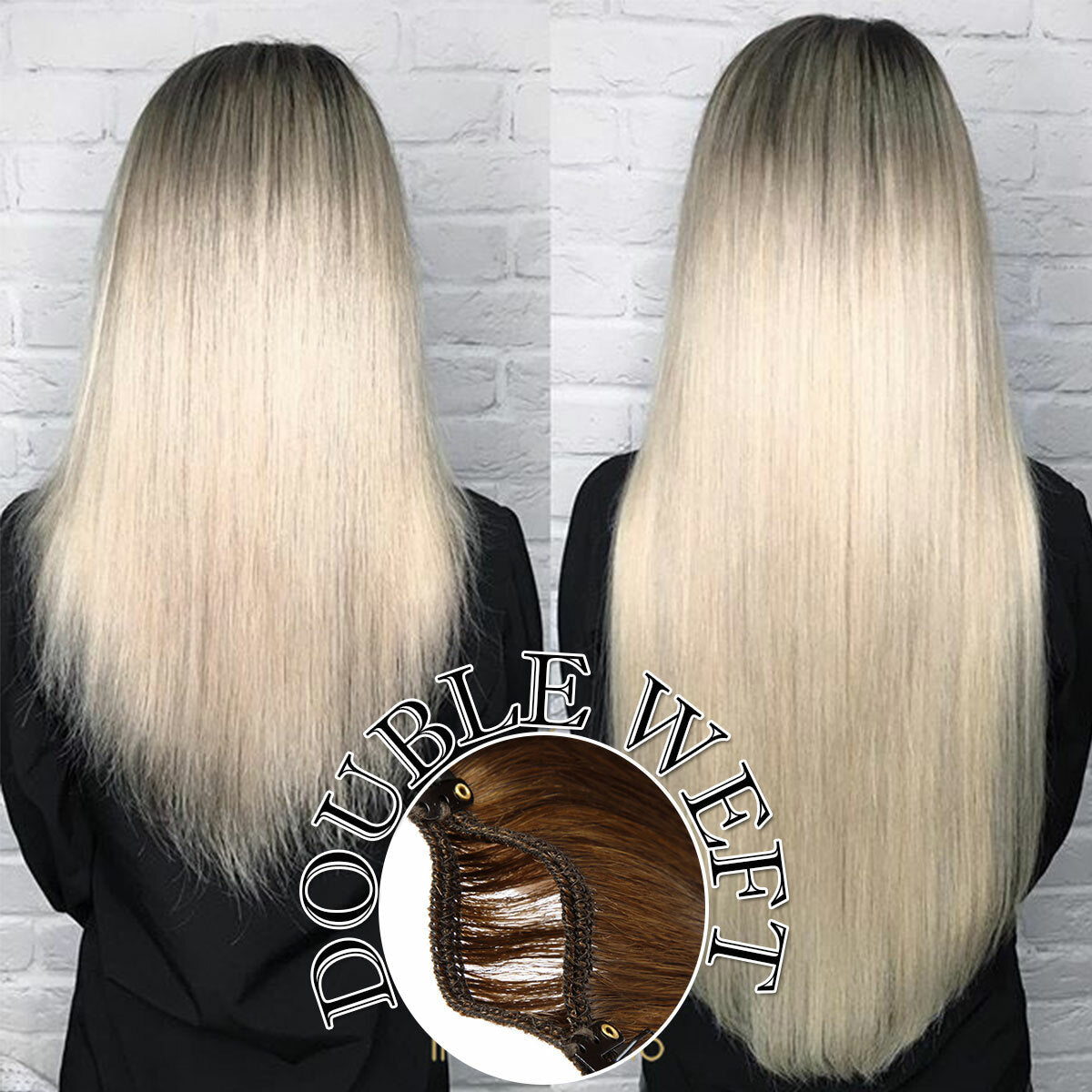 Double Weft Clip-In Human Hair Extensions Full Head - Multiple Colors & Lengths