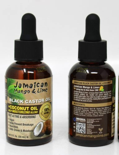 Jamaican Mango & Lime Black Castor Oil & Coconut Oil Set - Hair Growth & Moisturizing 2oz Pack of 2