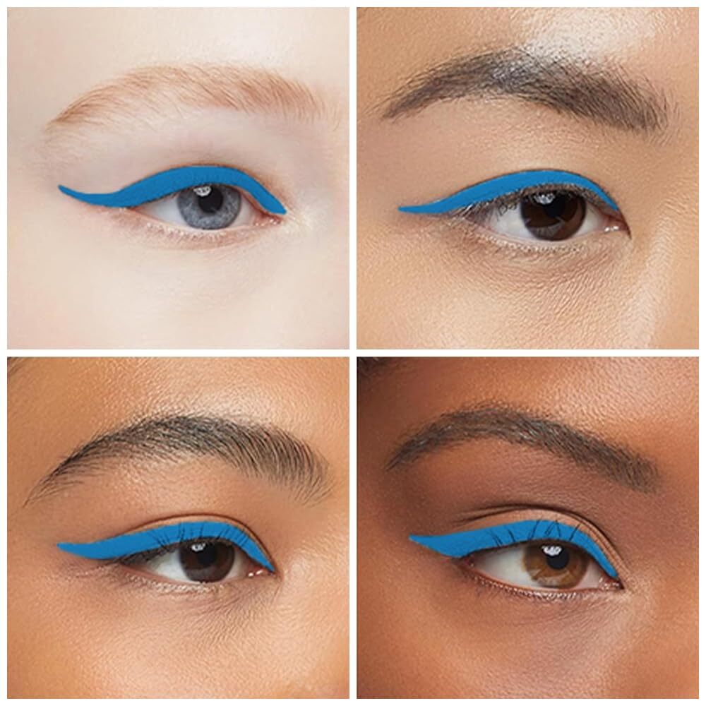 Waterproof Gel Eyeliner Pencil Set - Light Blue & Black Makeup Kit