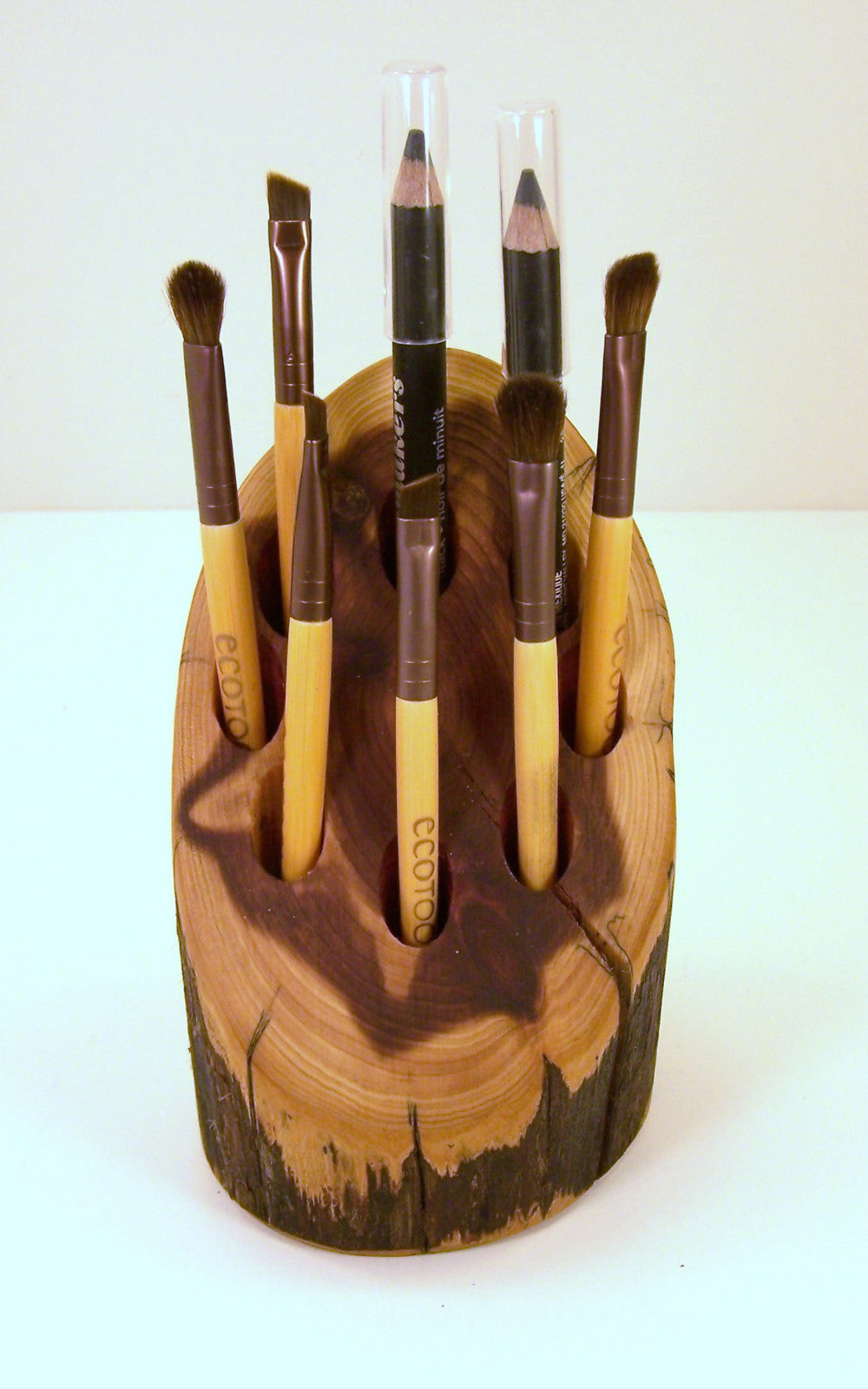 Red Cedar Makeup Brush Holder - Handmade Bathroom Organizer, Farmhouse Decor