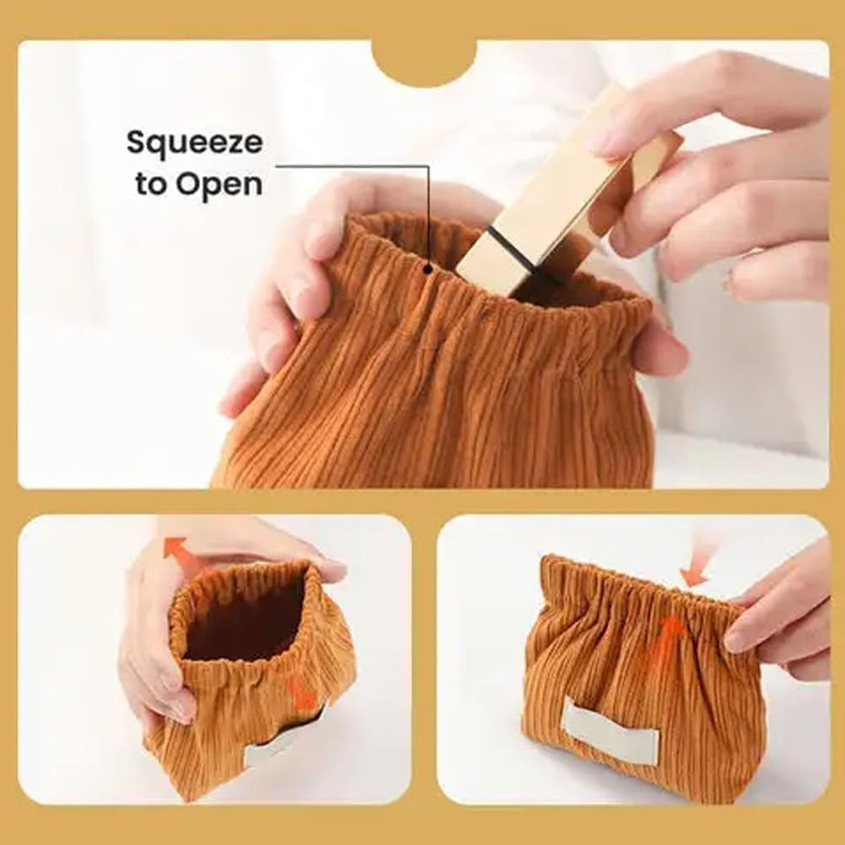Corduroy Elastic Makeup Bag - Portable Small Organizer for Cosmetics & Jewelry
