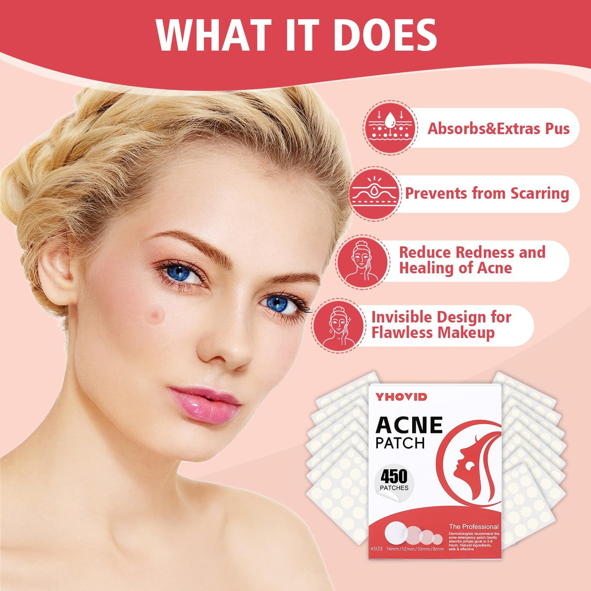 Acne Pimple Patches for Face, 450 Count - Hydrocolloid
