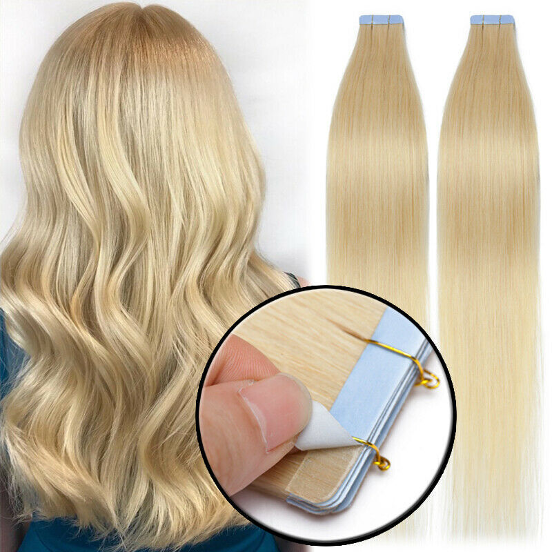 Remy Hair Tape-In Extensions Full Head 40pc Natural Straight Human Hair