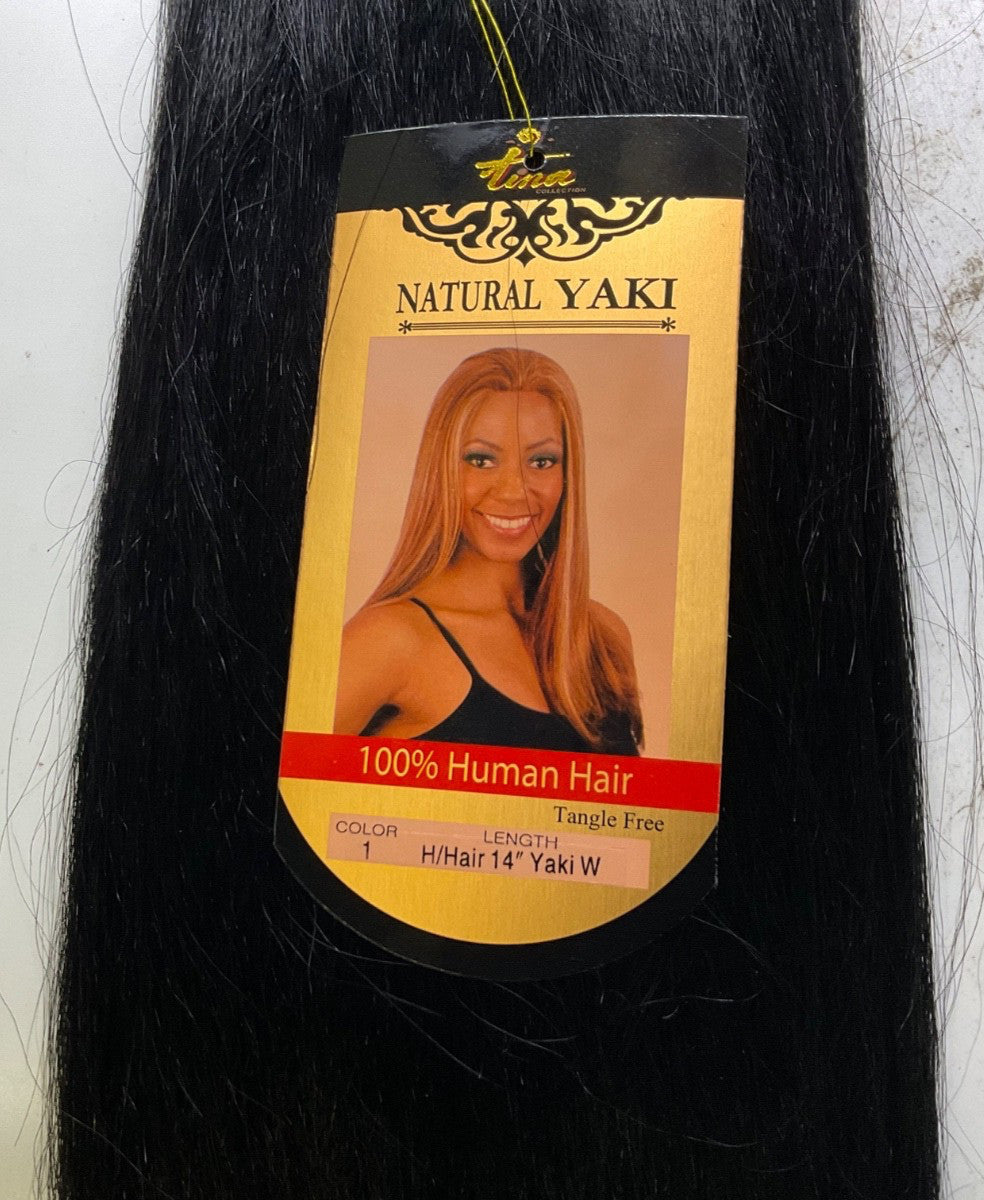 Natural Yaki Human Hair Extensions 14 Inches - Seamless Blend